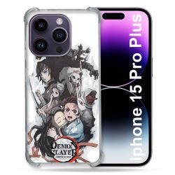 Coque Compatible MagSafe Pour Iphone 15 Pro plus (6.7) Manga Demon Slayer Blanc