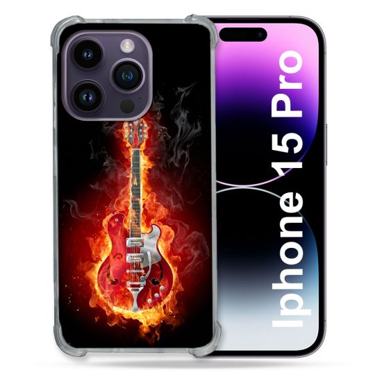 Coque Compatible MagSafe Pour Iphone 15 Pro (6.1) Musique Guitare Electrique