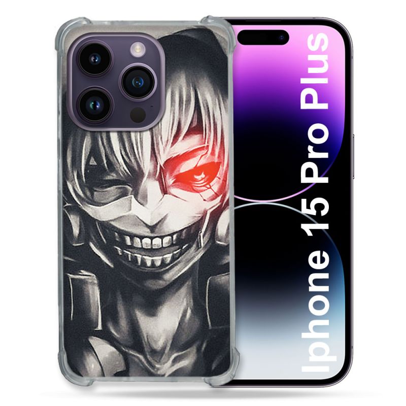 Coque Compatible MagSafe Pour Iphone 15 Pro plus (6.7) Manga Tokyo Ghoul Kaneki Noir
