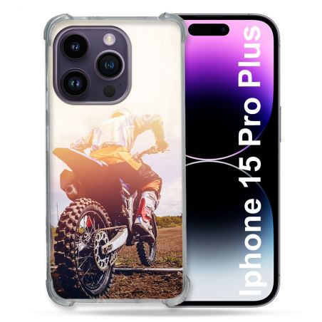 Coque Compatible MagSafe Pour Iphone 15 Pro plus (6.7) Moto Cross Soleil