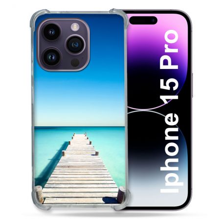 Coque Compatible MagSafe Pour Iphone 15 Pro (6.1) Nature Pont Mer