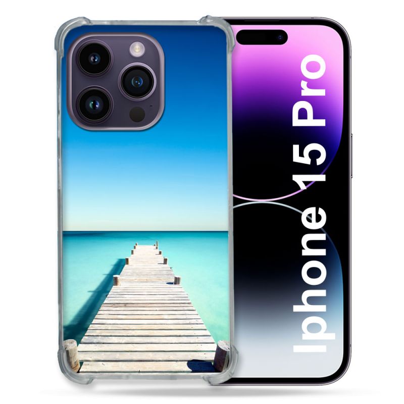 Coque Compatible MagSafe Pour Iphone 15 Pro (6.1) Nature Pont Mer