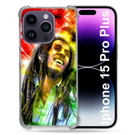 Coque Compatible MagSafe Pour Iphone 15 Pro plus (6.7) Musique Bob Marley Color