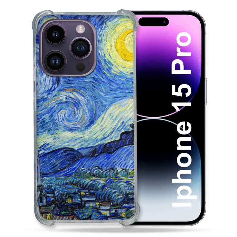 Coque Compatible MagSafe Pour Iphone 15 Pro (6.1) Peinture La nuit étoilée