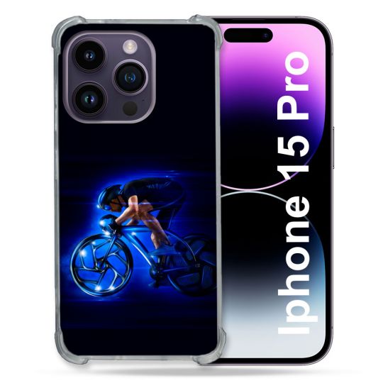 Coque Compatible MagSafe Pour Iphone 15 Pro (6.1) Sport Cyclisme Bleu
