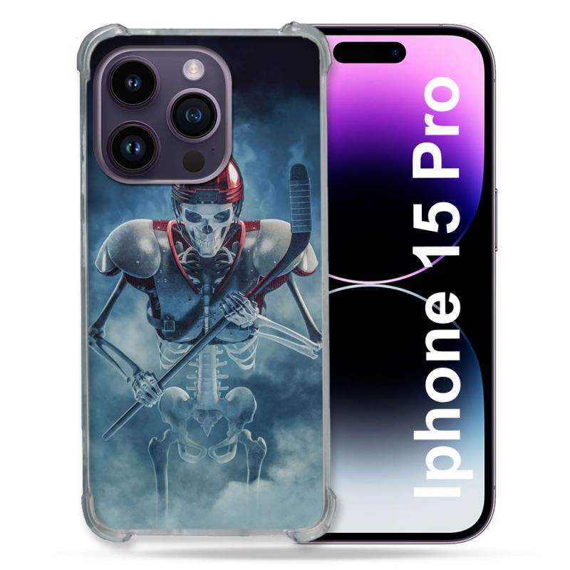 Coque Compatible MagSafe Pour Iphone 15 Pro (6.1) Sport Hockey Squelette