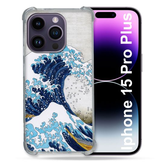 Coque Compatible MagSafe Pour Iphone 15 Pro plus (6.7) Peinture La Grande Vague