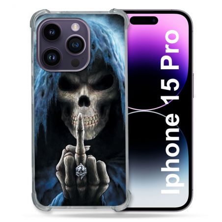 Coque Compatible MagSafe Pour Iphone 15 Pro (6.1) Tete de Mort Doigt