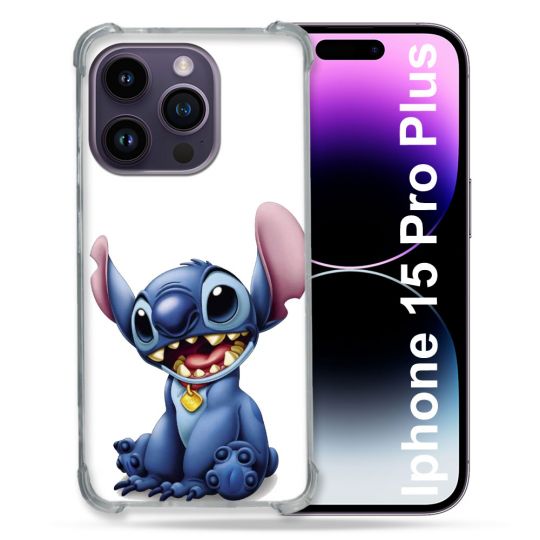 Coque Compatible MagSafe Pour Iphone 15 Pro plus (6.7) Stitch Blanc