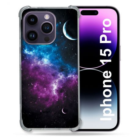 Coque Compatible MagSafe Pour Iphone 15 Pro (6.1) Univers Bleu Violet