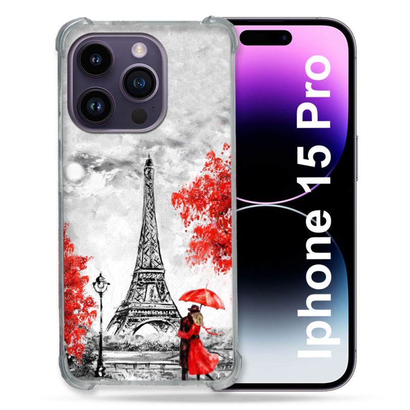 Coque Compatible MagSafe Pour Iphone 15 Pro (6.1) Voyage France Paris Rouge