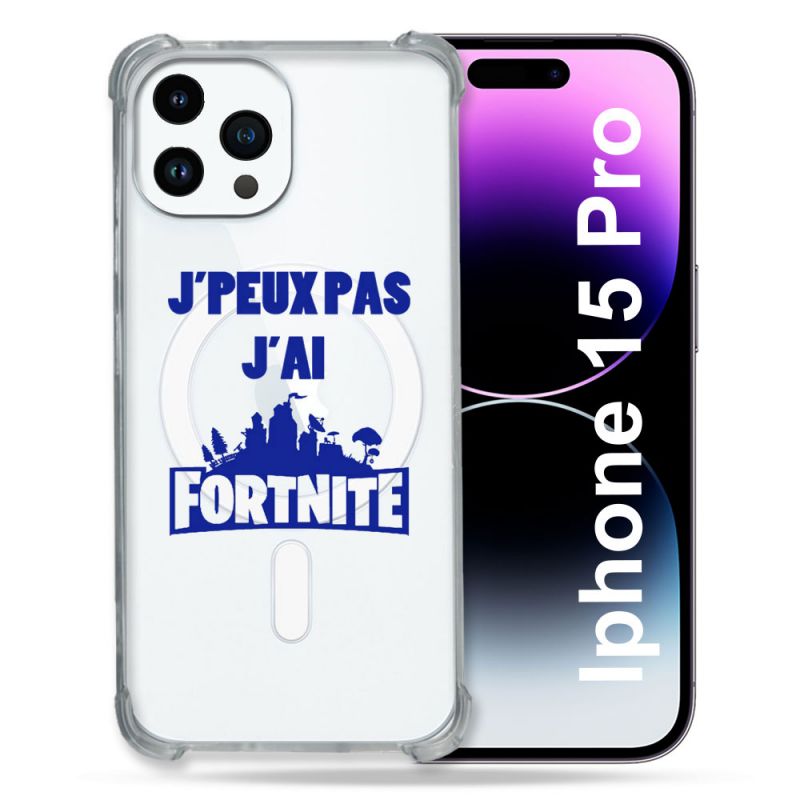 Coque Compatible MagSafe Transparente Pour Iphone 15 Pro (6.1) Jpeux pas jai Fortnite