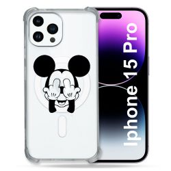 Coque Compatible MagSafe Transparente Pour Iphone 15 Pro (6.1) Mickey doigt