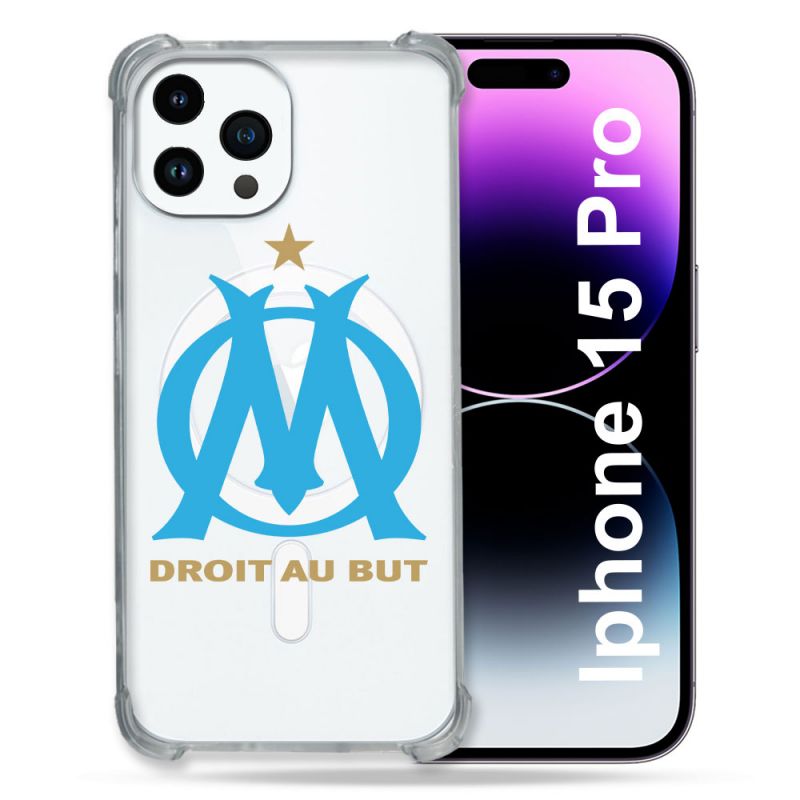 Coque Compatible MagSafe Transparente Pour Iphone 15 Pro (6.1) Olympique Marseille OM
