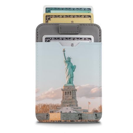 Porte carte avec protection RFID, en cuir italienne personnalisable gris