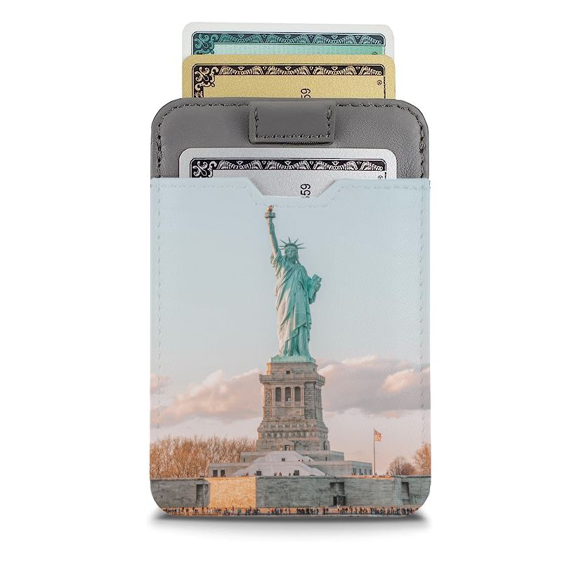 Porte carte avec protection RFID, en cuir italienne personnalisable gris