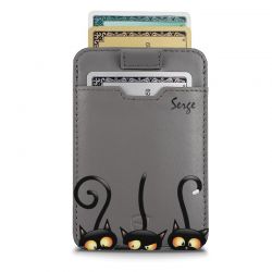 Porte carte avec protection RFID, en cuir italienne personnalisable gris