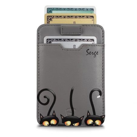 Porte carte avec protection RFID, en cuir italienne personnalisable gris