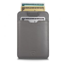 Porte carte avec protection RFID, en cuir italienne personnalisable gris