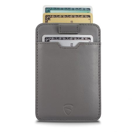 Porte carte avec protection RFID, en cuir italienne personnalisable gris