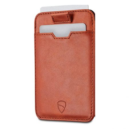 Porte carte avec protection RFID en cuir italienne personnalisable cognac