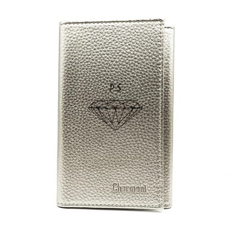 Porte-Papiers Pochette Carte Grise en Cuir argenté