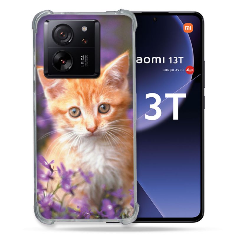 Coque Renforcée Pour Xiaomi 13T / 13T Pro Animal Chat Violet