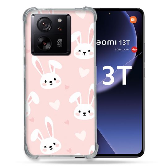 Coque Renforcée Pour Xiaomi 13T / 13T Pro Animal Lapin Rose