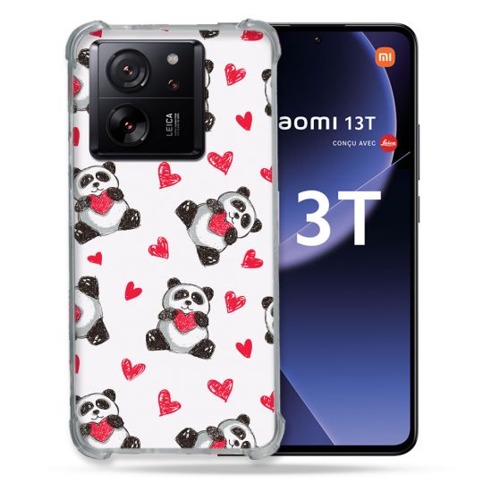 Coque Renforcée Pour Xiaomi 13T / 13T Pro Animal Panda Cœur