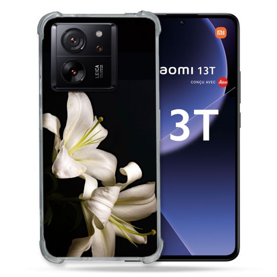 Coque Renforcée Pour Xiaomi 13T / 13T Pro Fleur Lys Noir