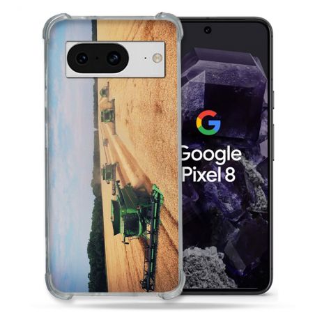 Coque Renforcée En Verre Trempé Pour Google Pixel 8 Agriculture Moissonneuse