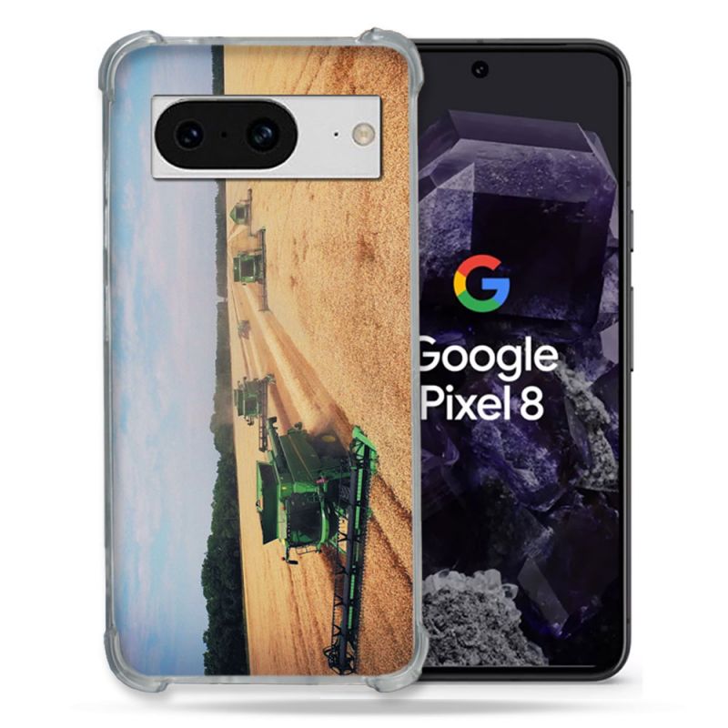 Coque Renforcée En Verre Trempé Pour Google Pixel 8 Agriculture Moissonneuse