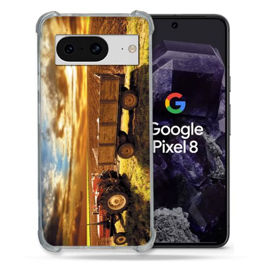 Coque Renforcée En Verre Trempé Pour Google Pixel 8 Agriculture Tracteur Color