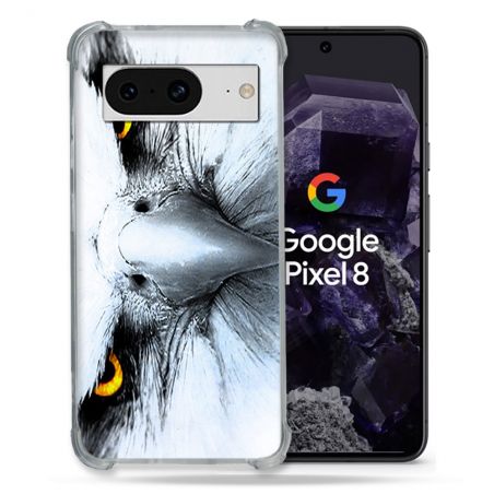 Coque Renforcée En Verre Trempé Pour Google Pixel 8 Animal Aigle Royal Blanc
