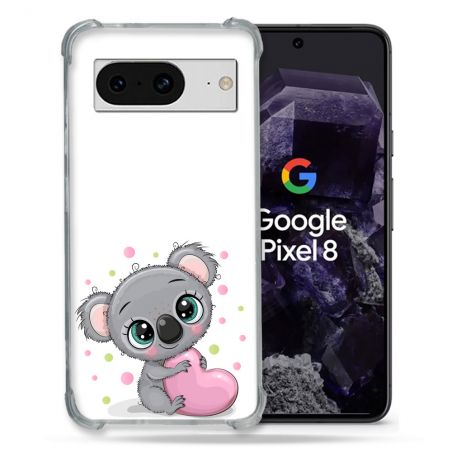 Coque Renforcée En Verre Trempé Pour Google Pixel 8 Animal Koala Cœur