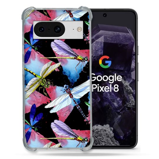 Coque Renforcée En Verre Trempé Pour Google Pixel 8 Animal Libellule