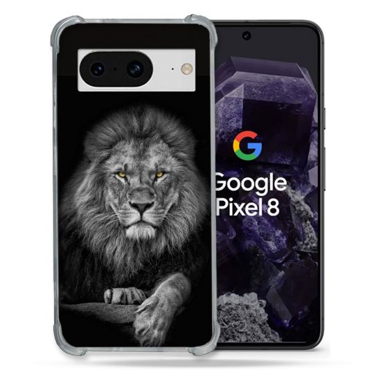 Coque Renforcée En Verre Trempé Pour Google Pixel 8 Animal Lion Majestueux