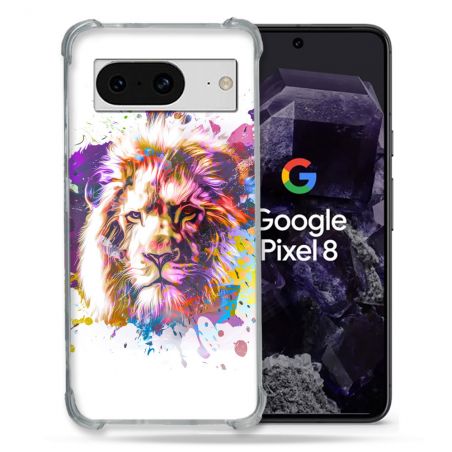 Coque Renforcée En Verre Trempé Pour Google Pixel 8 Animal Lion Tag