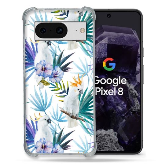Coque Renforcée En Verre Trempé Pour Google Pixel 8 Animal Perroquet Peinture