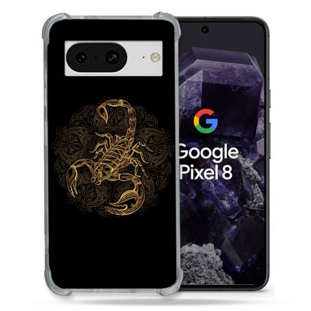 Coque Renforcée En Verre Trempé Pour Google Pixel 8 Animal Scorpion Fresque