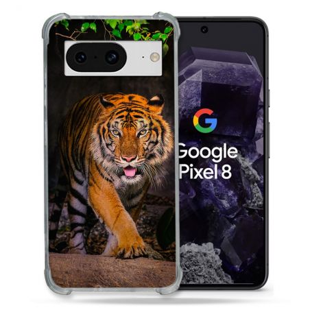 Coque Renforcée En Verre Trempé Pour Google Pixel 8 Animal Tigre Jungle