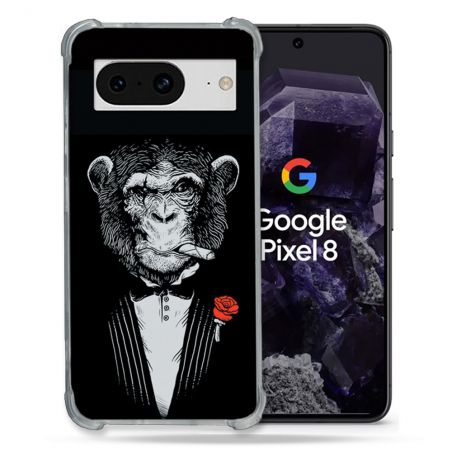 Coque Renforcée En Verre Trempé Pour Google Pixel 8 Decale Singe Mafia