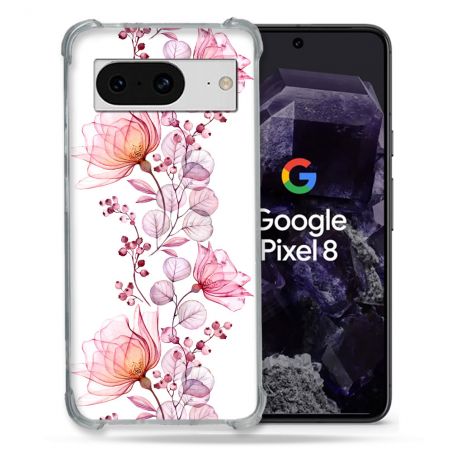 Coque Renforcée En Verre Trempé Pour Google Pixel 8 Fleur Eclosion