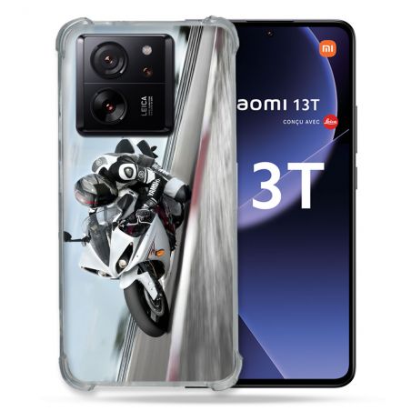 Coque Renforcée Pour Xiaomi 13T / 13T Pro Moto Course GP Blanche