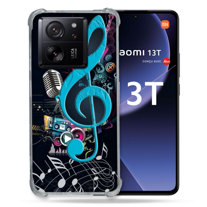 Coque Renforcée Pour Xiaomi 13T / 13T Pro Musique Cle Sol Bleu