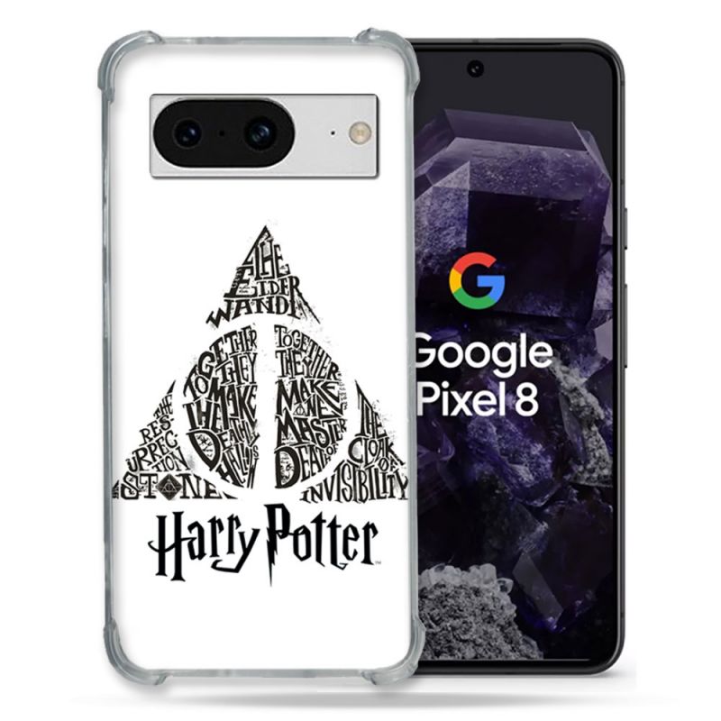 Coque Renforcée En Verre Trempé Pour Google Pixel 8 Harry Potter Hollows triangle Blanc