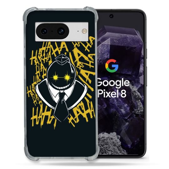 Coque Renforcée En Verre Trempé Pour Google Pixel 8 Manga Assassination Classroom Kuro Noir