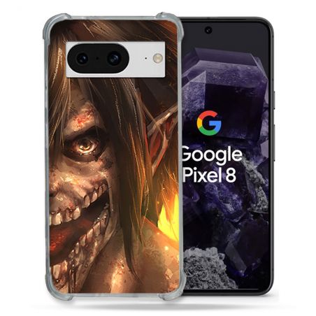 Coque Renforcée En Verre Trempé Pour Google Pixel 8 Manga Attaque Titans Eren Titan