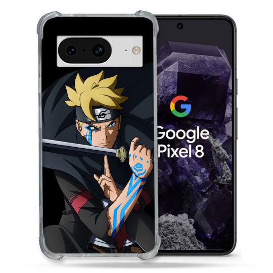 Coque Renforcée En Verre Trempé Pour Google Pixel 8 Manga Boruto Tatouage