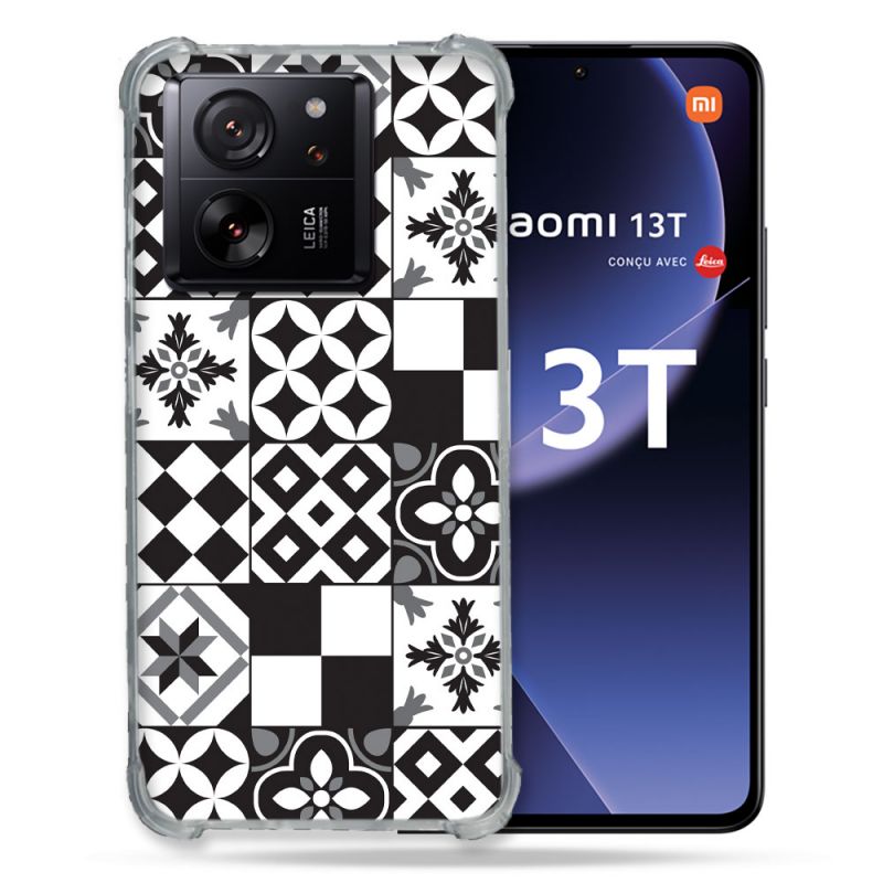 Coque Renforcée Pour Xiaomi 13T / 13T Pro Texture Carreau Ciment Noir